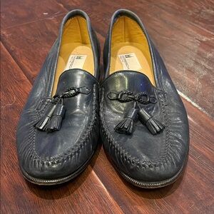 Moreschi Navy Leather Tassel Slip-Ons
